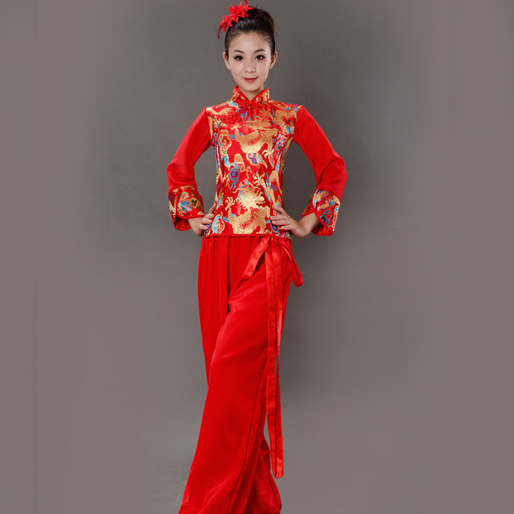 高档男女开场舞蹈服装广场舞腰鼓成人打鼓服张灯结彩演出服喜庆秧