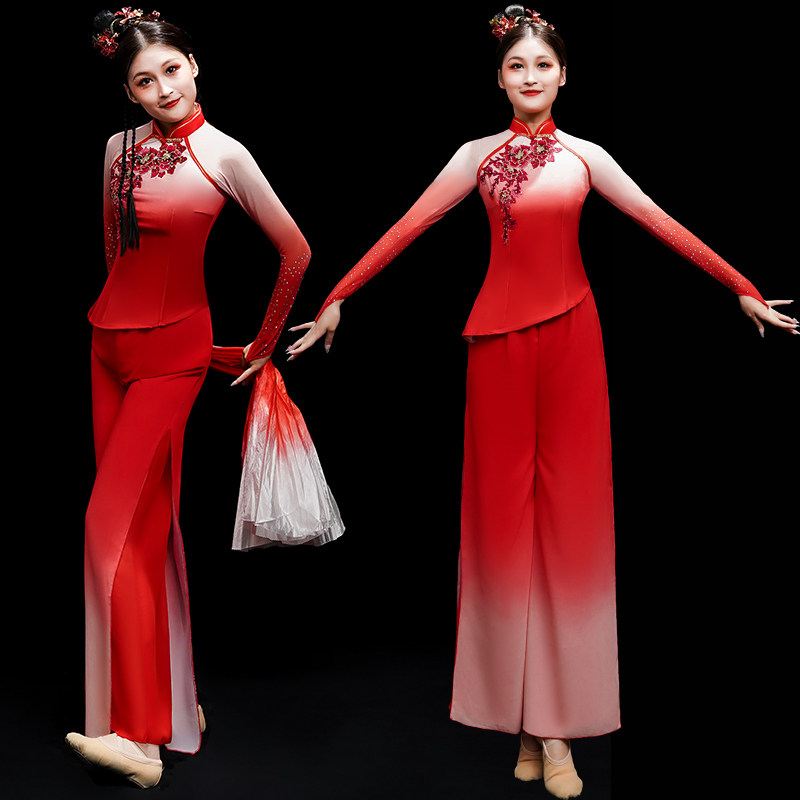 高档胶州秧歌服演出服女中国风腰鼓古典舞蹈服装扇子舞打鼓服套装