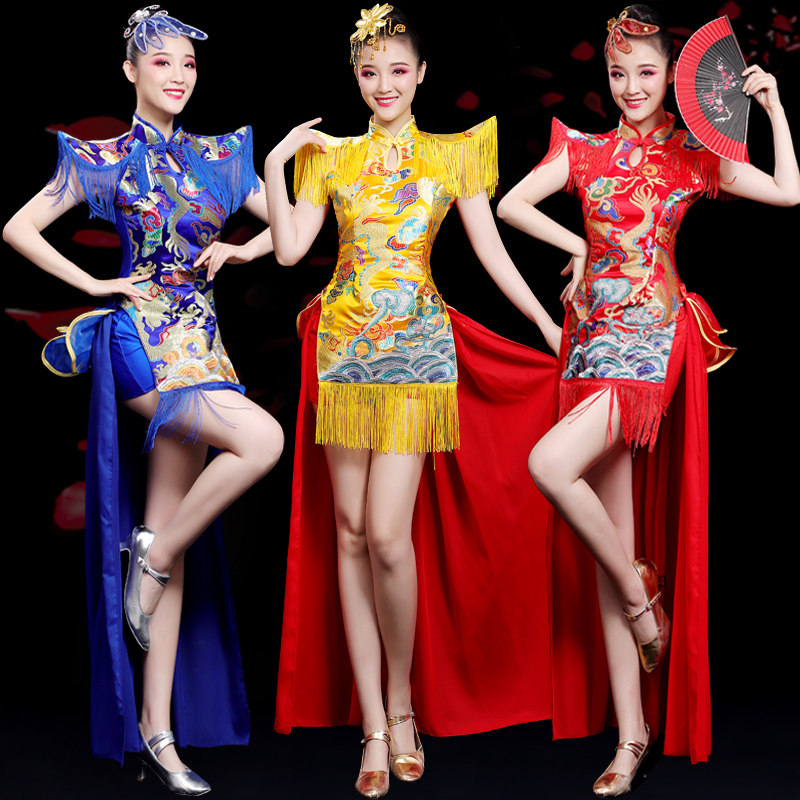高档打鼓服演出服女中国图片