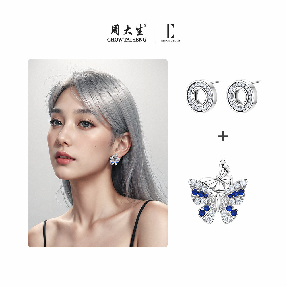 设界可拆卸变项链锆石女耳饰