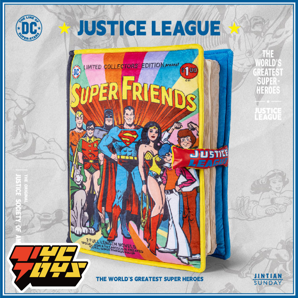 【tyctoys】现货 jintian sunday华纳兄弟dc正义联盟书本抱枕周边