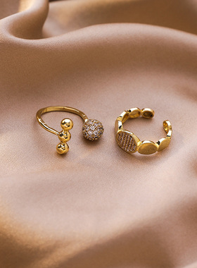 轻奢金色时尚个性风日式开口戒指