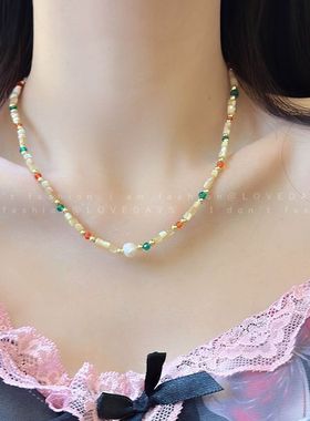 迷尚优品天然石贝壳圆珠链女