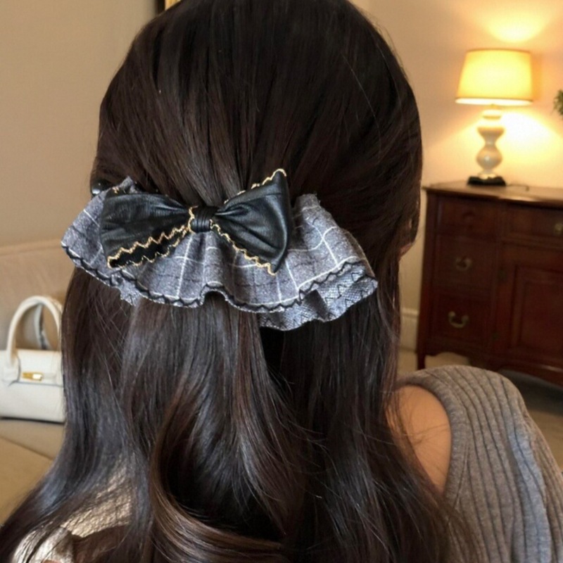 复古格纹学院风可露丽香蕉夹