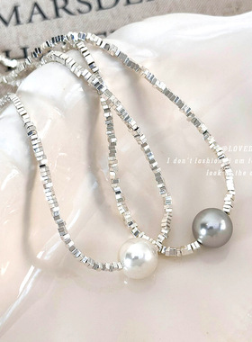 迷尚优品银黑胆石圆珠链女