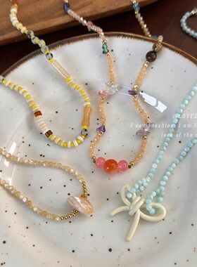 迷尚优品天然石玻璃圆珠链女