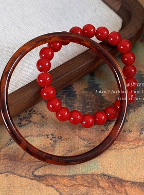 2只装！新年款红色串珠手链手镯新中式酒红色复古本命年喜庆手饰