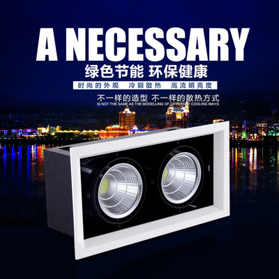 双头灯COB斗胆格栅射灯5w10w20w斗胆豆胆灯三头嵌入式射灯