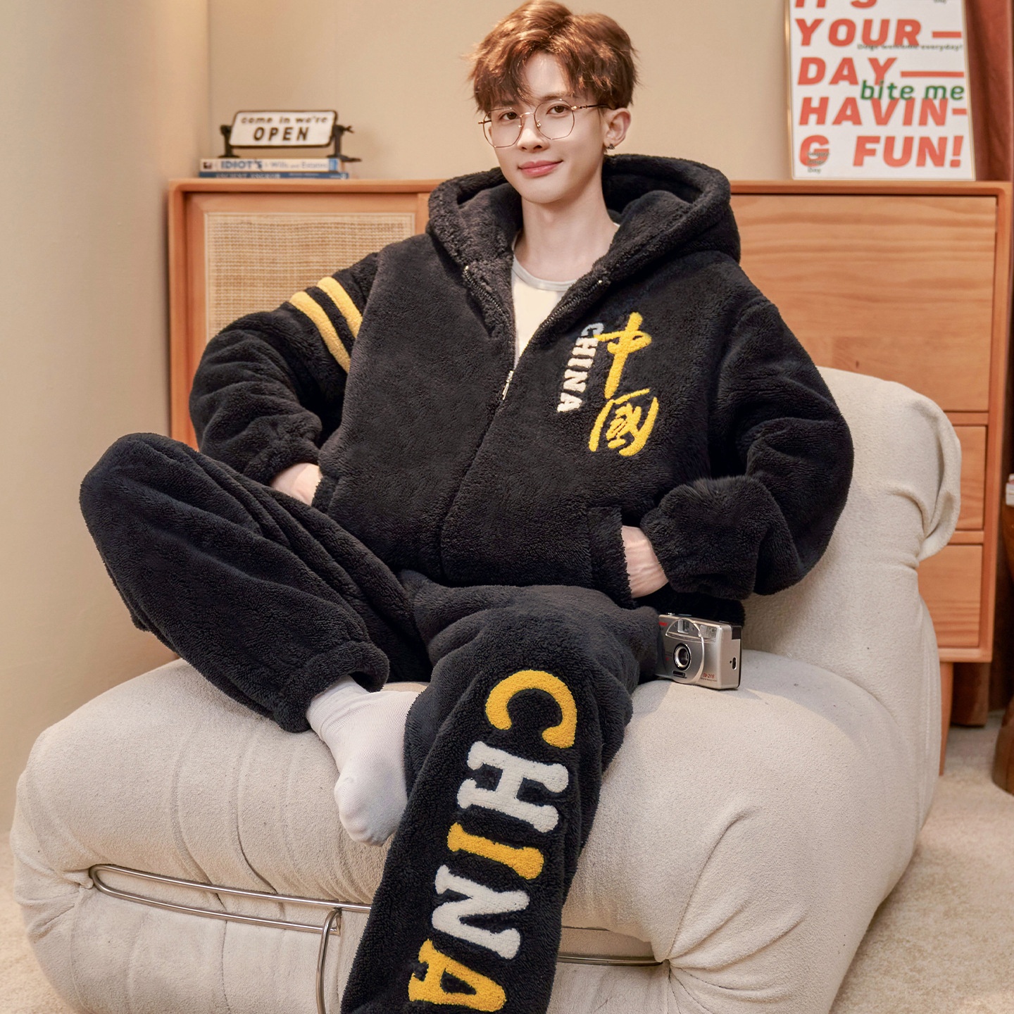 珊瑚绒睡衣男款冬季加厚加绒2025新款青少年男士秋冬天家居服男生