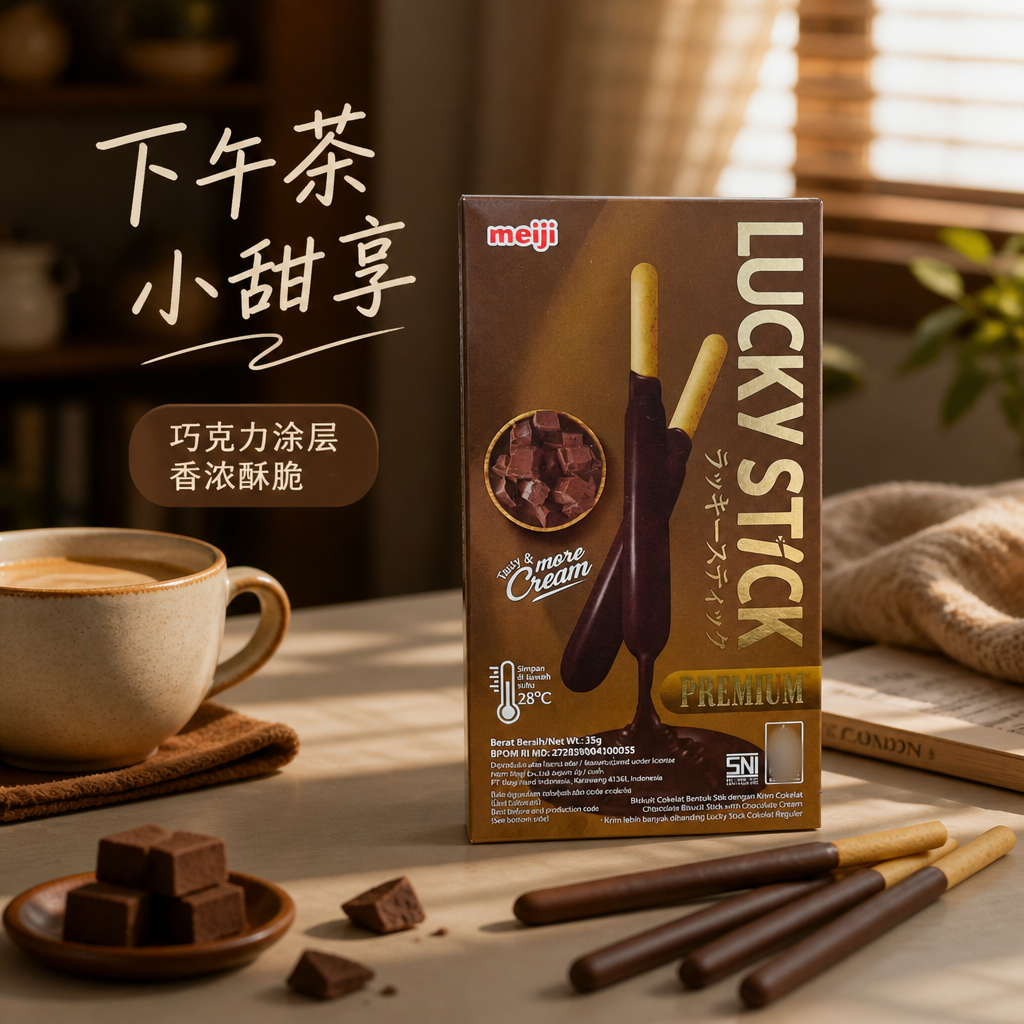 满2盒包邮印尼明治meiji巧克力草莓口味棒棒饼盒装下午茶零食分享