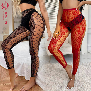 Fishnets lace stockings 蕾丝开档连裤丝袜女性感渔网袜九分裤袜