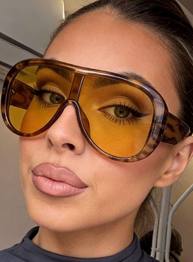 欧美大框墨镜女拍照连体太阳眼镜