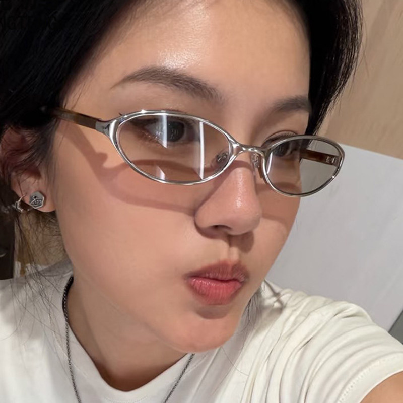 2026 metal sunglasses 明星同款椭圆墨镜金属太阳镜复古太阳眼镜
