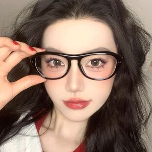 Oval sunglasses飞行员单梁太阳镜女复古米钉墨镜ins椭圆太阳眼镜