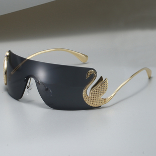 Rimless Sunglasses 无框切边太阳镜女Y2K辣妹墨镜连体片太阳眼镜