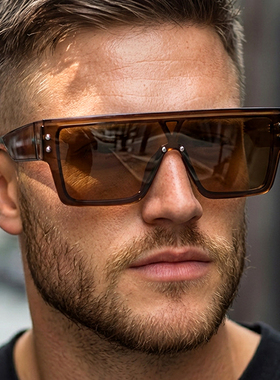 欧美复古太阳眼镜一体片大框墨镜