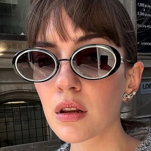 2026 Oval sunglasses欧美椭圆太阳眼镜女户外金属太阳镜复古墨镜