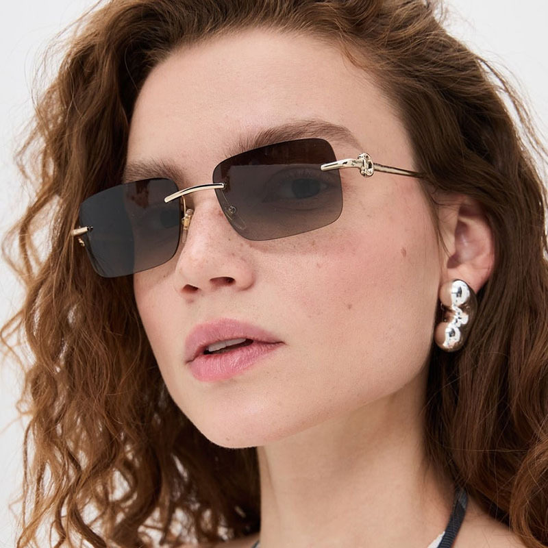 2025 Rimless Sunglasses无框太阳镜女士金属墨镜ins方形太阳眼镜