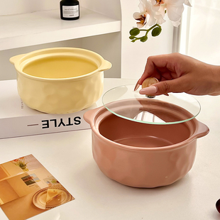 陶瓷带盖泡面碗个人专用汤碗家用方便面碗餐具釉下彩微波炉专用碗