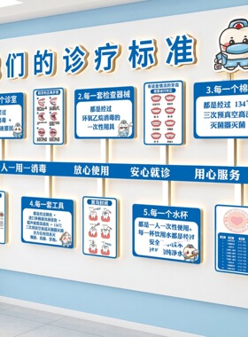 口腔诊所墙面装饰画牙科医院分诊台常规诊疗标准宣传广告文化墙贴