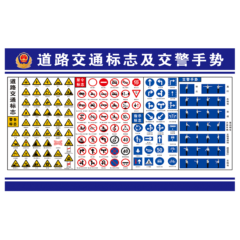 晶兰驾校考试路标道路交通指示标志标线知识宣传海报挂图展板墙贴
