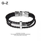 thomas sabo个性 编织皮革手绳学生情侣手带简约不锈钢十字架手链