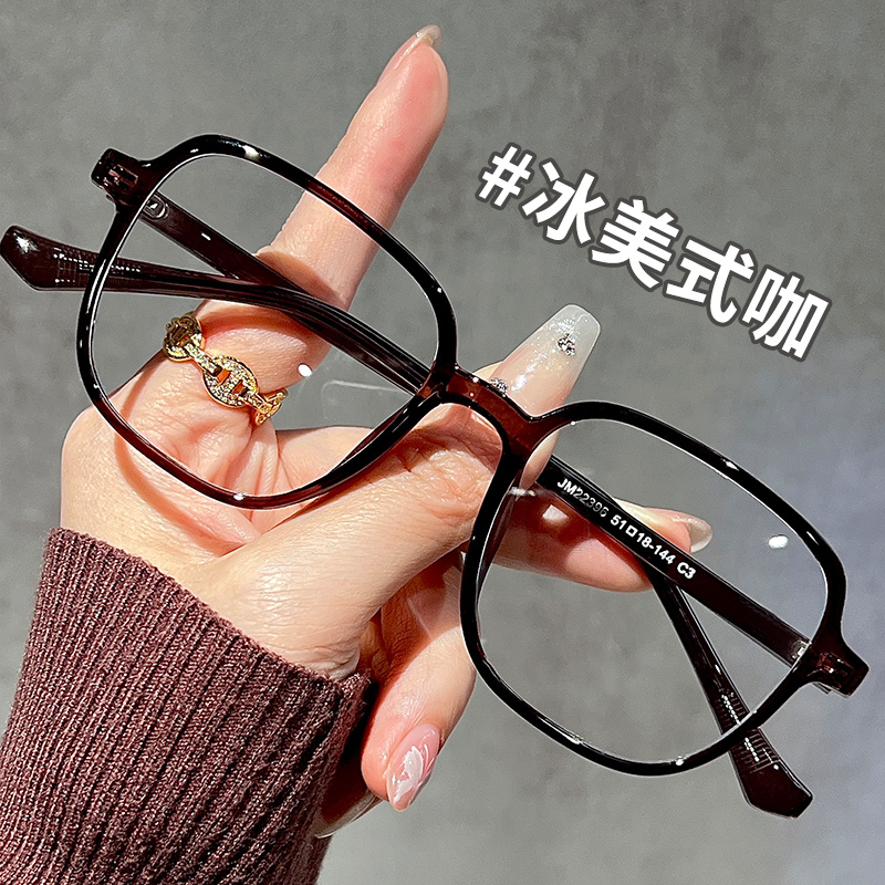 冰美式咖眼镜框女近视镜片可配度数素颜神器超轻tr90眼睛架多边镜
