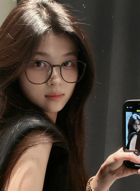 超轻冷茶色眼镜近视可配度数女素颜神器大框眼睛框镜架圆框变色镜