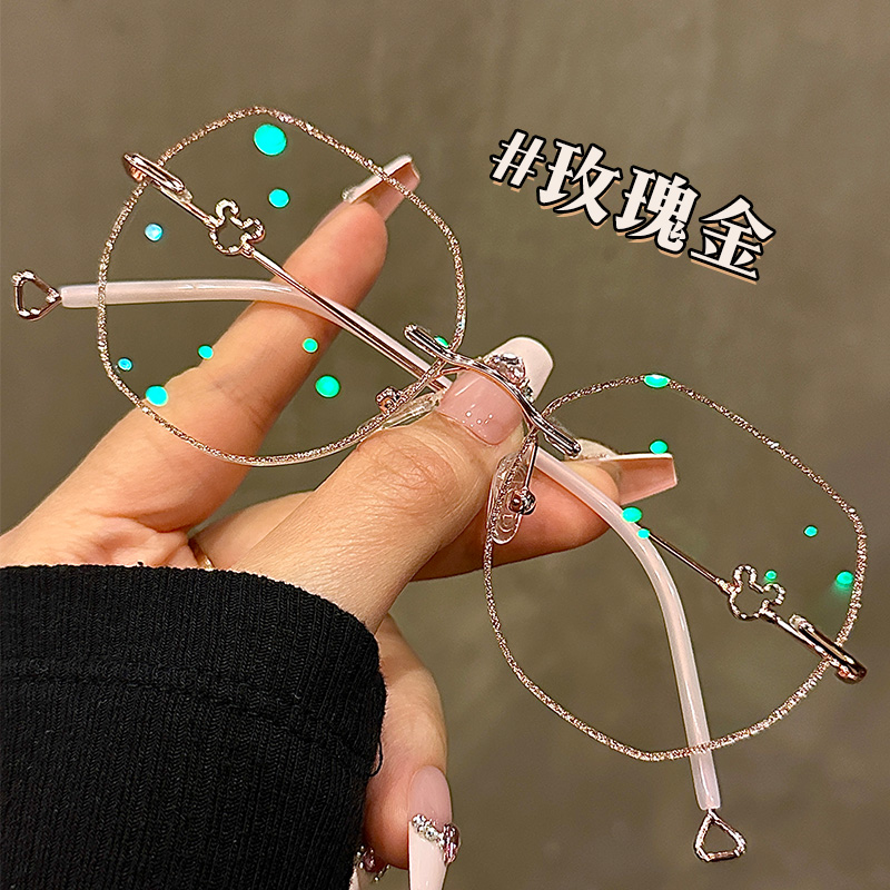 超轻无边框近视眼镜女款防蓝光
