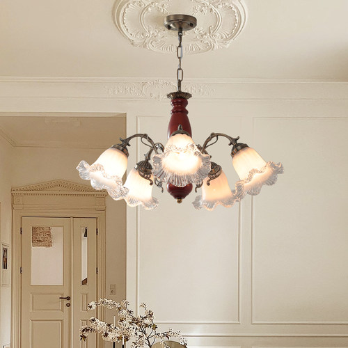 客厅卧室餐厅实木灯具复古吊灯