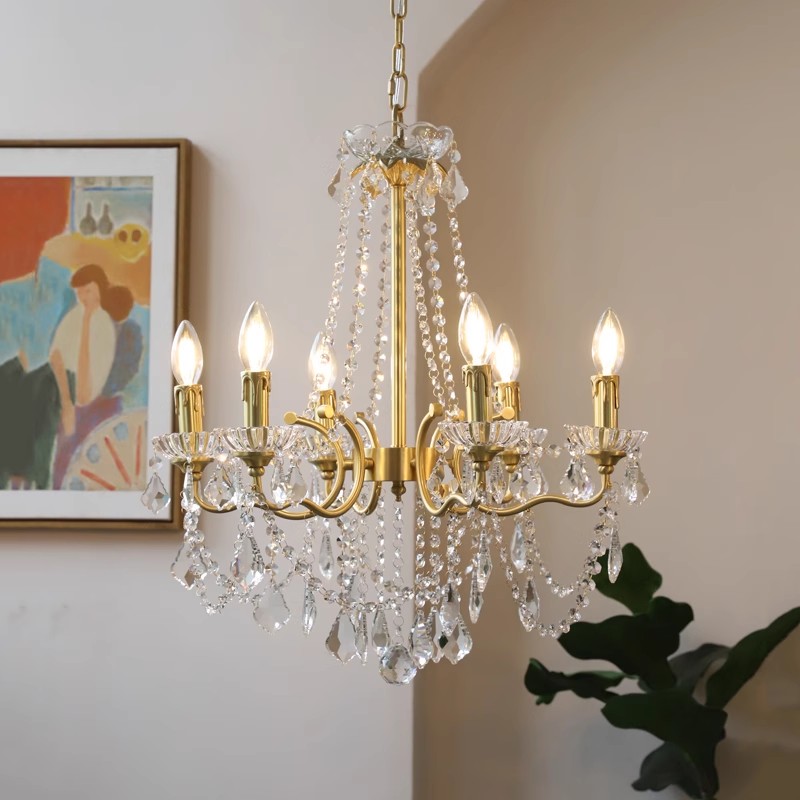 客厅卧室餐厅法式水晶吊灯全铜