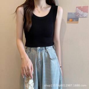 背心女 宽边螺纹防走光无袖 带胸垫美背简约洋气外穿百搭打底上衣