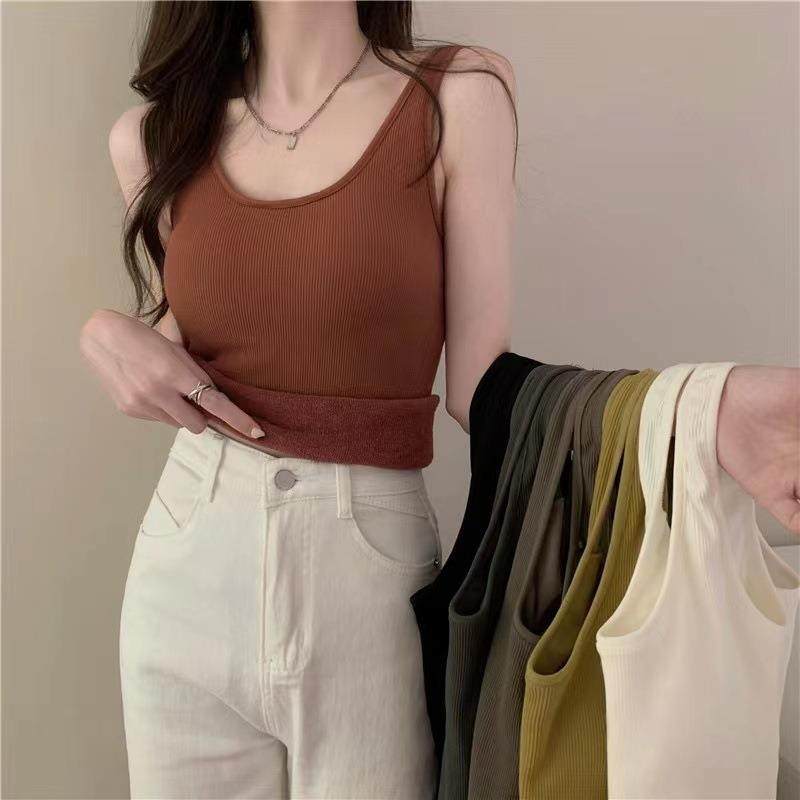 秋冬新款德绒保暖背心免穿文胸带胸垫内衣螺纹薄款糖果色保暖背心,女士内衣/男士内衣/家居服,保暖背心,淘宝优惠券,粉丝福利购,淘宝优惠卷