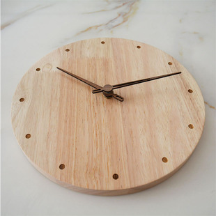 自行DIY碱水面包实木简约大气挂钟客厅卧室静音圆形现代装 饰墙表