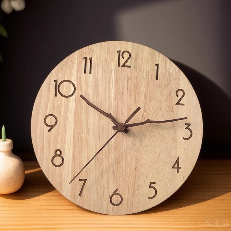 实木挂钟北欧简约现代圆形钟表