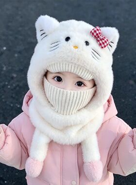 冬季kitty儿童全包护耳保暖帽子