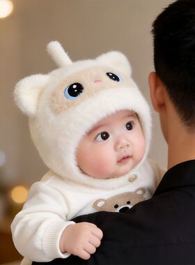 秋冬毛绒小猫宝宝护耳帽可爱保暖