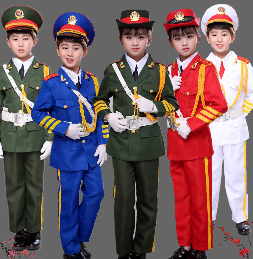 升旗手服装儿童国旗班仪仗队套装小学生鼓号队少儿升国旗礼服服装 - 实物图