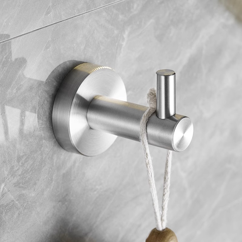 304不锈钢拉丝挂钩酒店工程衣帽钩浴室壁挂门后卫生间单个挂衣钩