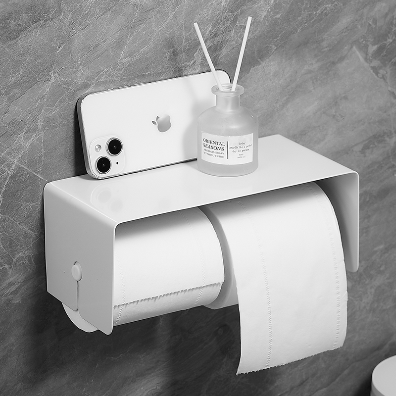 厕所壁挂式双卷纸巾架卫生间厕纸架浴室手机置物洗手间卷纸盒家用