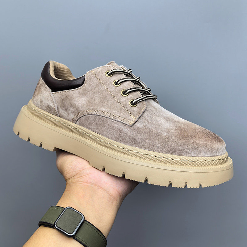 秋冬马丁靴男英伦风低帮靴子厚底真皮男鞋复古透气男士轻便工装鞋