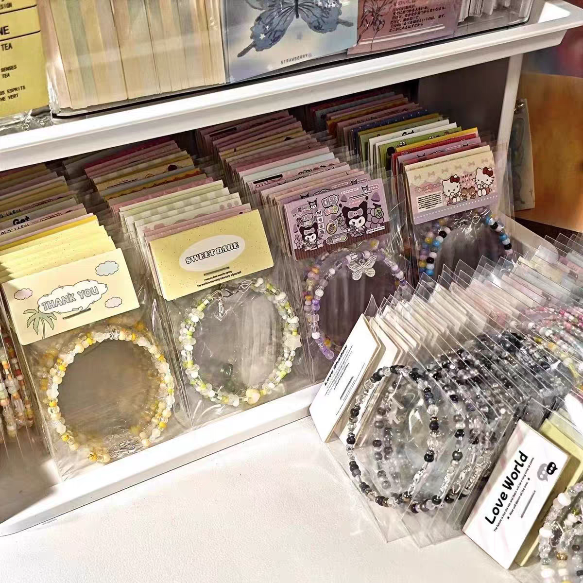 1元一件独立包装爆款米珠手串记忆钢圈手镯玻璃串珠手链学生混批