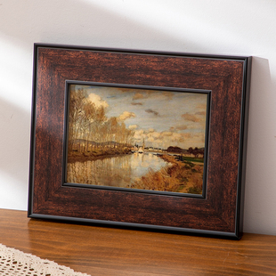 饰做旧摆台装 收藏装 饰画摆件 复古画框高级感装 中古风油画相框欧式