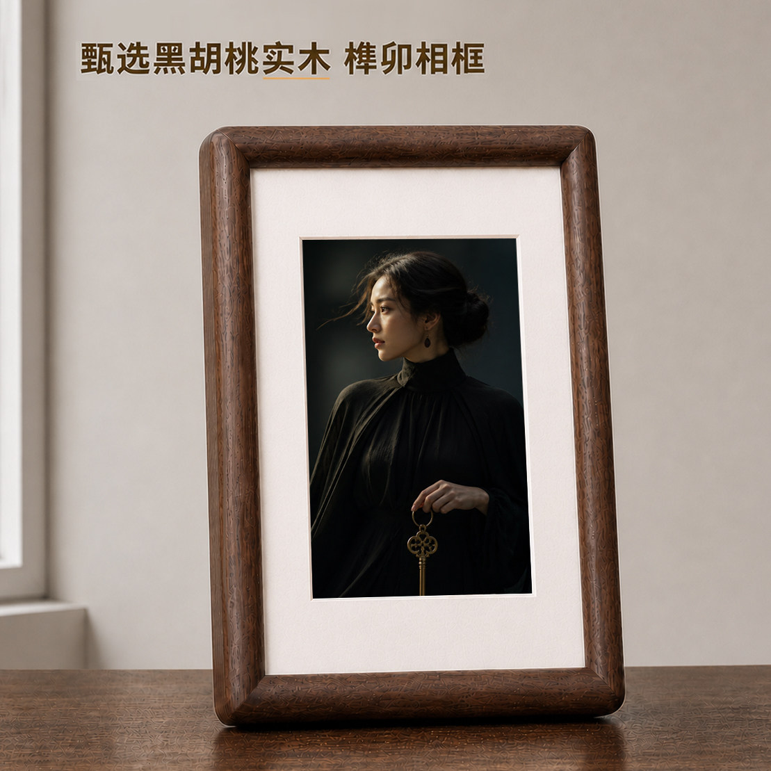 黑胡桃实木相框摆台洗照片做成打印6寸8木质高级感a4空框定制柚木