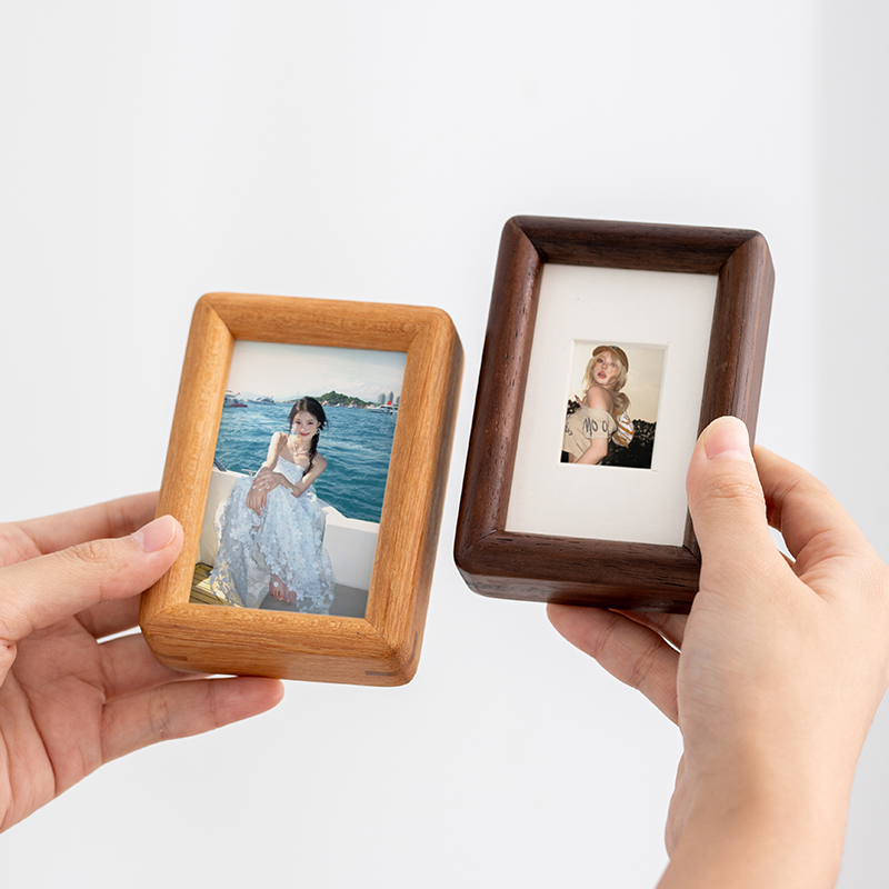 实木拍立得相框摆台照片定制4diy结婚登记5证件3寸迷你实木质摆件