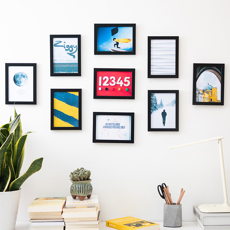 现代简约照片墙免打孔卧室装饰相框7寸挂墙九宫格客厅创意组合框,家居饰品,照片墙,淘宝优惠券,粉丝福利购,淘宝优惠卷