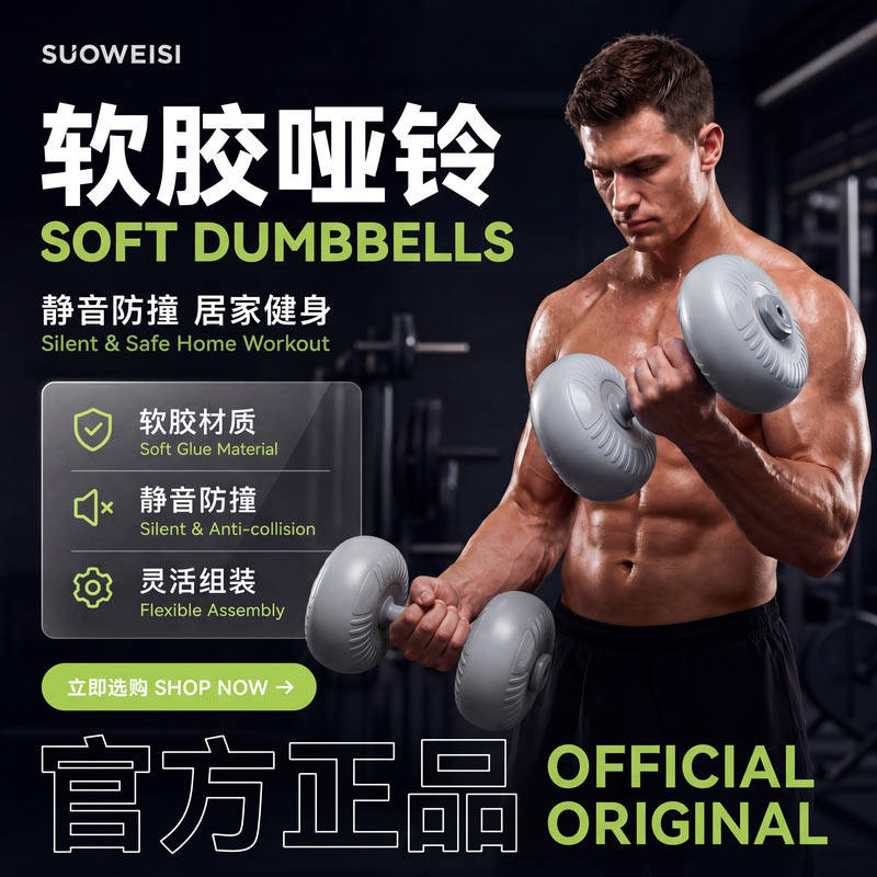 软哑铃壶铃杠铃组合套装男士健身家用可调节重量锻炼力量训练器材