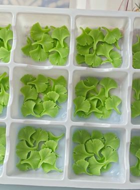 新款银杏树叶绿色叶子巧克力烘焙甜品蛋糕装饰配件成品可食用