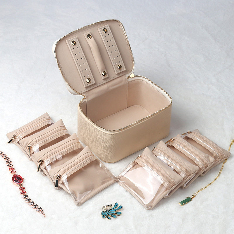 亚马逊跨境款首饰盒耳环珠宝首饰收纳盒便携旅行分装袋收纳盒子