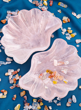 正品天然粉水晶贝壳碗摆件粉水晶原石玉石消磁碗家居装饰工艺品